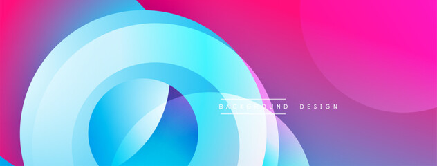 Abstract vibrant layers create flowing shapes. Pink, blue, purple hues blend smoothly. Modern design element for digital projects.