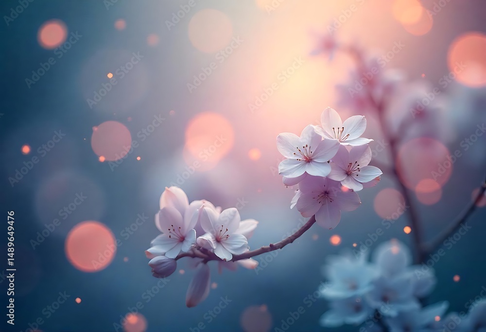 Poster generative ai serene blossoms against a soft bokeh light backdrop