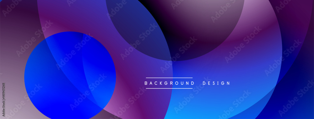 Poster Abstract fluid shapes, vibrant purple, blue gradients. Modern design element, smooth transitions, dynamic composition. Background texture, visual harmony.
