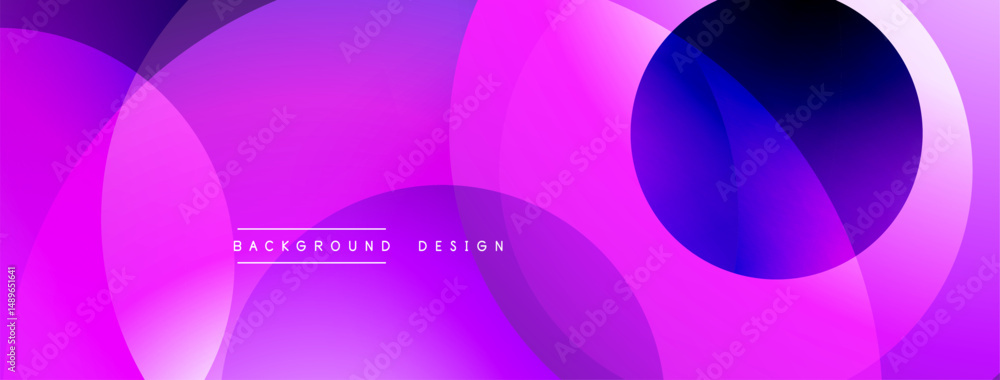 Poster abstract vibrant design features overlapping circles, gradients. pink, purple hues dominate composit