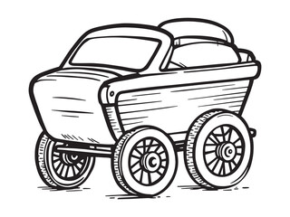 Handcar vector line art