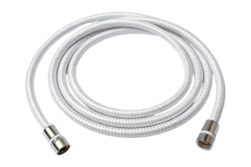 PNG Flexible white shower hose with metal connectors