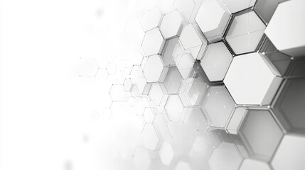 Abstract geometric line background. Hexagons shape design for medical, healthcare, science and technology. White and grey geometric texture simple modern. Suit for poster, advertising