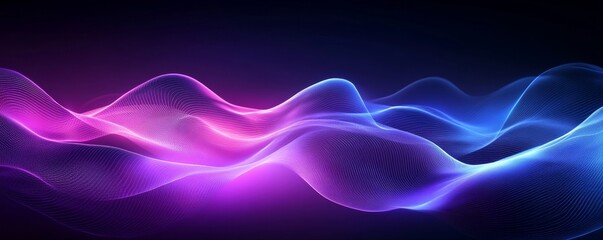 Abstract purple blue gradient wave lines background. Modern flowing wave lines element. Futuristic technology concept. Horizontal template design.
