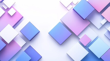 Abstract blue and purple geometric square shapes on white background. Modern simple vertical overlap square shapes graphic design. Minimalist geometric pattern.