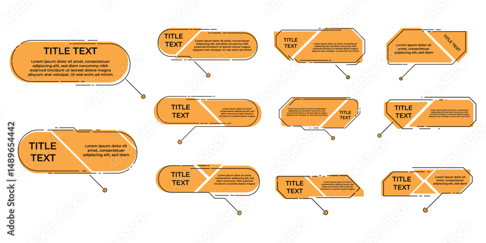 Leinwandbilder modern orange callout titles set geometric speech bubble design vector template for text highlight c