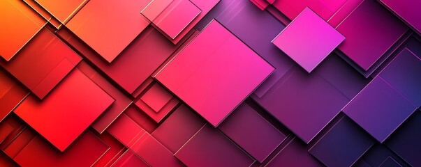 Abstract modern red purple gradient background with overlapping rectangle pattern. Geometric square lines texture. Shiny glossy geometric lines. Minimalist style graphic