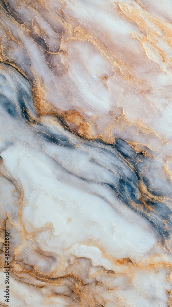 Poster abstract marble texture with soft pastel colors featuring veins of gold, blue, and cream creating a 