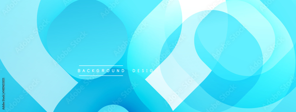 Poster Abstract blue shapes overlap, creating dynamic visual texture. Modern design elements suggest fluidity, depth, simplicity.