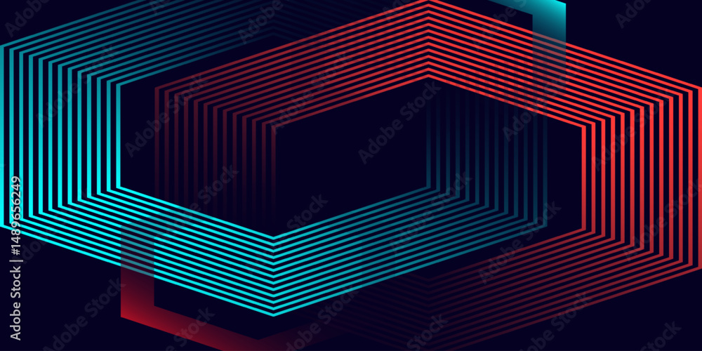 Poster abstract blue modern background with dynamic geometric shapes.