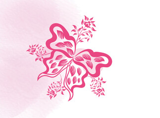 Obraz premium Elegant Pink Floral Butterfly Design on Watercolor Background