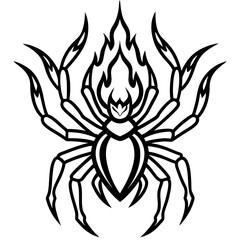 Blazing Wolf Spider Line Art Vector