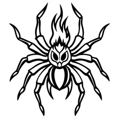 Blazing Wolf Spider Line Art Vector