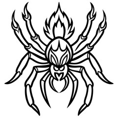 Blazing Wolf Spider Line Art Vector