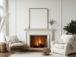 Cozy living room decor with fireplace and two chairs