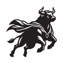 Dynamic Bull Logo in Motion – Caped Animal Symbol Vector Illustration