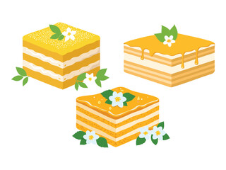 vector illustration of a russian food Medovik (Honey Cake with Multiple Layers of Cream and Honey)