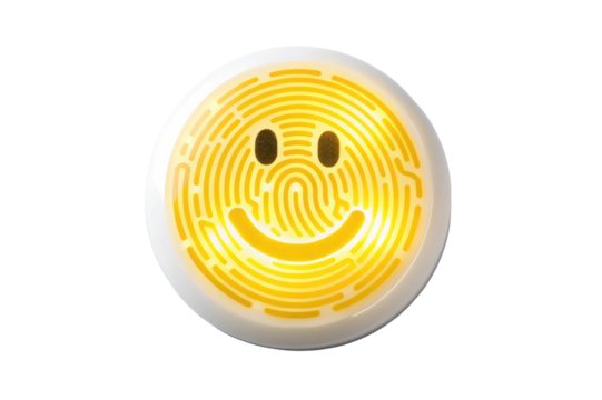PNG Glowing yellow smiley face with maze pattern on black background - Powered by Adobe