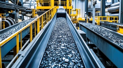 Modern conveyor system sorting mixed ferrous and non-ferrous metals