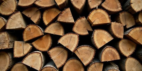 A Stack of Cut Logs Showing Detailed Wood Grain and Texture, Ideal for Backgrounds or Textures, Natural Wood Patterns, Rustic Wood Textures