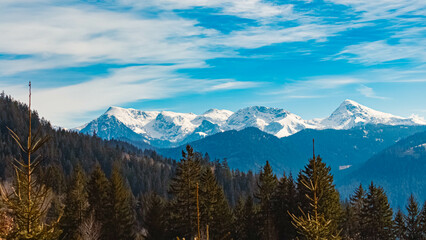 Alpine spring view at Hochschwarzeck, Berchtesgadener Land, Bavaria, Germany