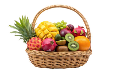 PNG Vibrant fruit basket with mango, pineapple, kiwi, and citrus