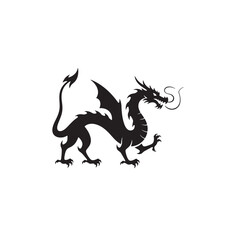 Black Dragon Silhouette – Fantasy Creature Illustration