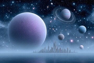 Fototapeta premium A digital artwork of future humanity first interstellar voyage