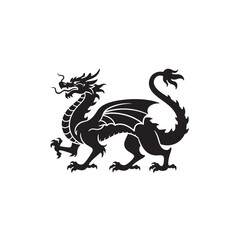 Black Dragon Silhouette – Fantasy Creature Illustration