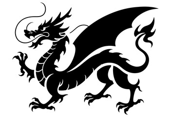 Black Dragon Silhouette – Fantasy Creature Illustration