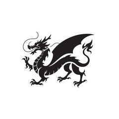 Fototapeta premium Black Dragon Silhouette – Fantasy Creature Illustration