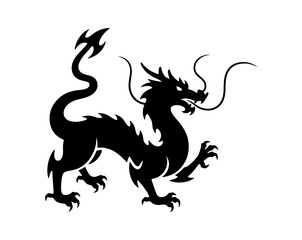 Black Dragon Silhouette – Fantasy Creature Illustration
