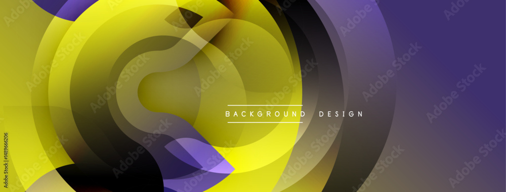 Leinwandbilder Abstract geometric design. Yellow, purple layers create dynamic visual effect. Modern background suitable for presentations, branding.