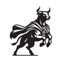 Fototapeta premium Running Bull with Cape Mascot Logo – Heroic Animal Vector Design