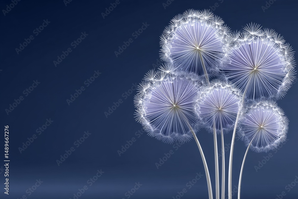 Poster a minimal design of white fireworks on a deep navy background