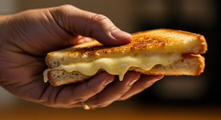 Grilled Cheese Sandwich Being Held