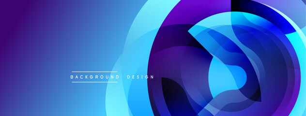 Abstract blue purple design. Concentric circles create dynamic visual effect. Modern background suitable for presentations, graphics.