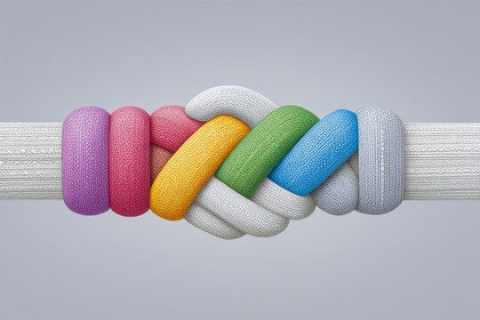 A unity chain of hands painted in each color of a tricolor flag