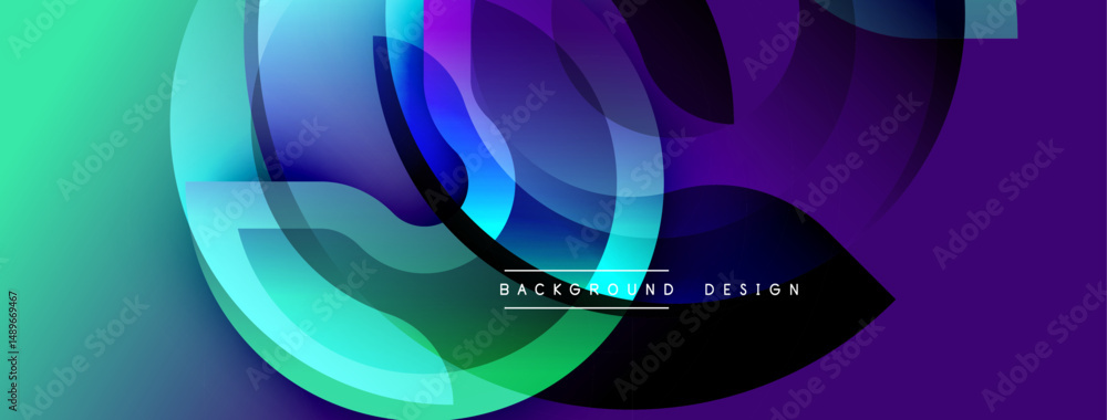 Poster Abstract fluid shapes, vibrant colors blend. Modern design, gradient effect creates dynamic visual experience. Background features text elements.