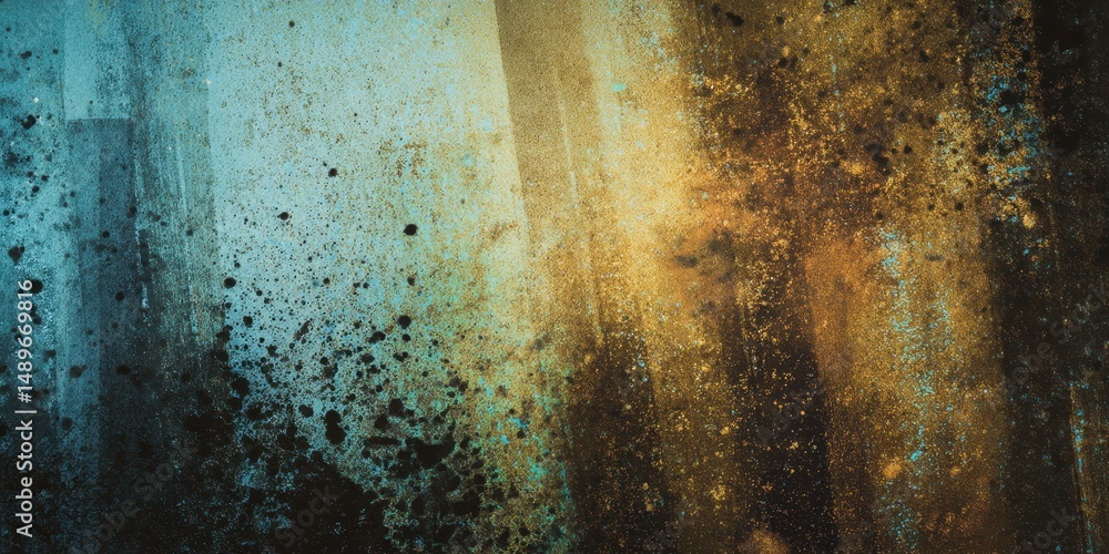 Poster abstract texture background with blue and gold tones featuring splashes and gradients for artistic u