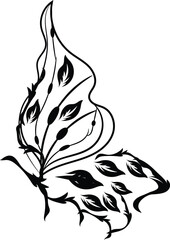 Elegant Black and White Floral Butterfly Wing Design