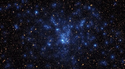 Fototapeta premium Vast deep space scene filled with numerous blue and orange stars scattered across a dark cosmic background evoking awe and mystery