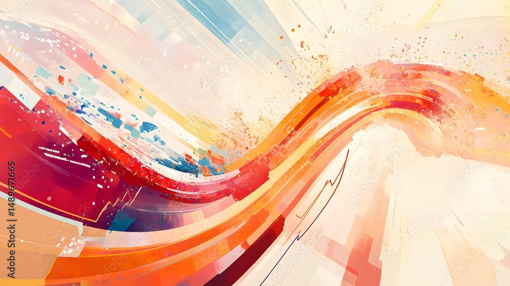 Poster a vibrant abstract background featuring sweeping waves of bright colors. the dynamic flow creates a 
