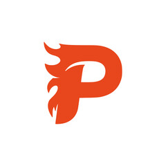 fire shaped letter P company logo vector illustration template design
