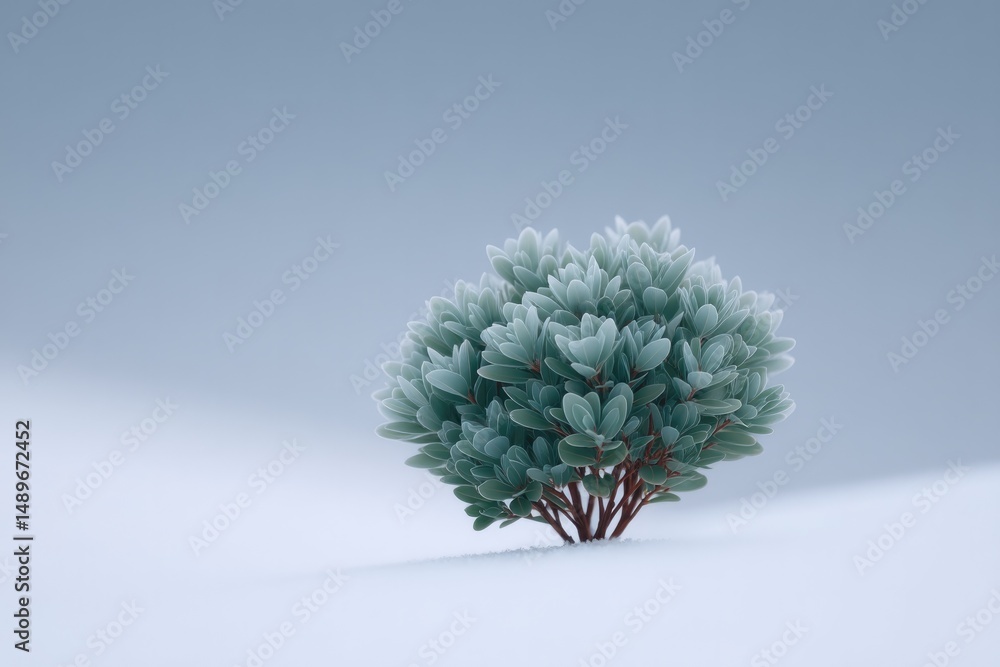 Poster clean isolated shrub on stark white background with generous copy space