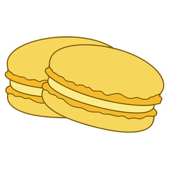 sweet lemon macaroon snack flat color vector illustration template design