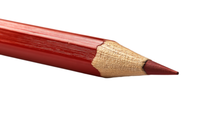 a red pencil with a gold tip on a white surface