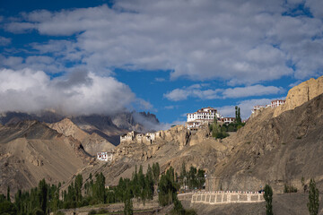 Lamayuru, India - September 20, 2024: Exterior of Lamayuru Monastery, also known as Yuru Monastery in Leh district