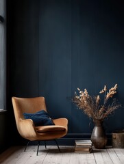 Interior design shows a room with a chair and plant