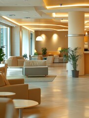 An elegant interior showing a spacious and modern lobby design